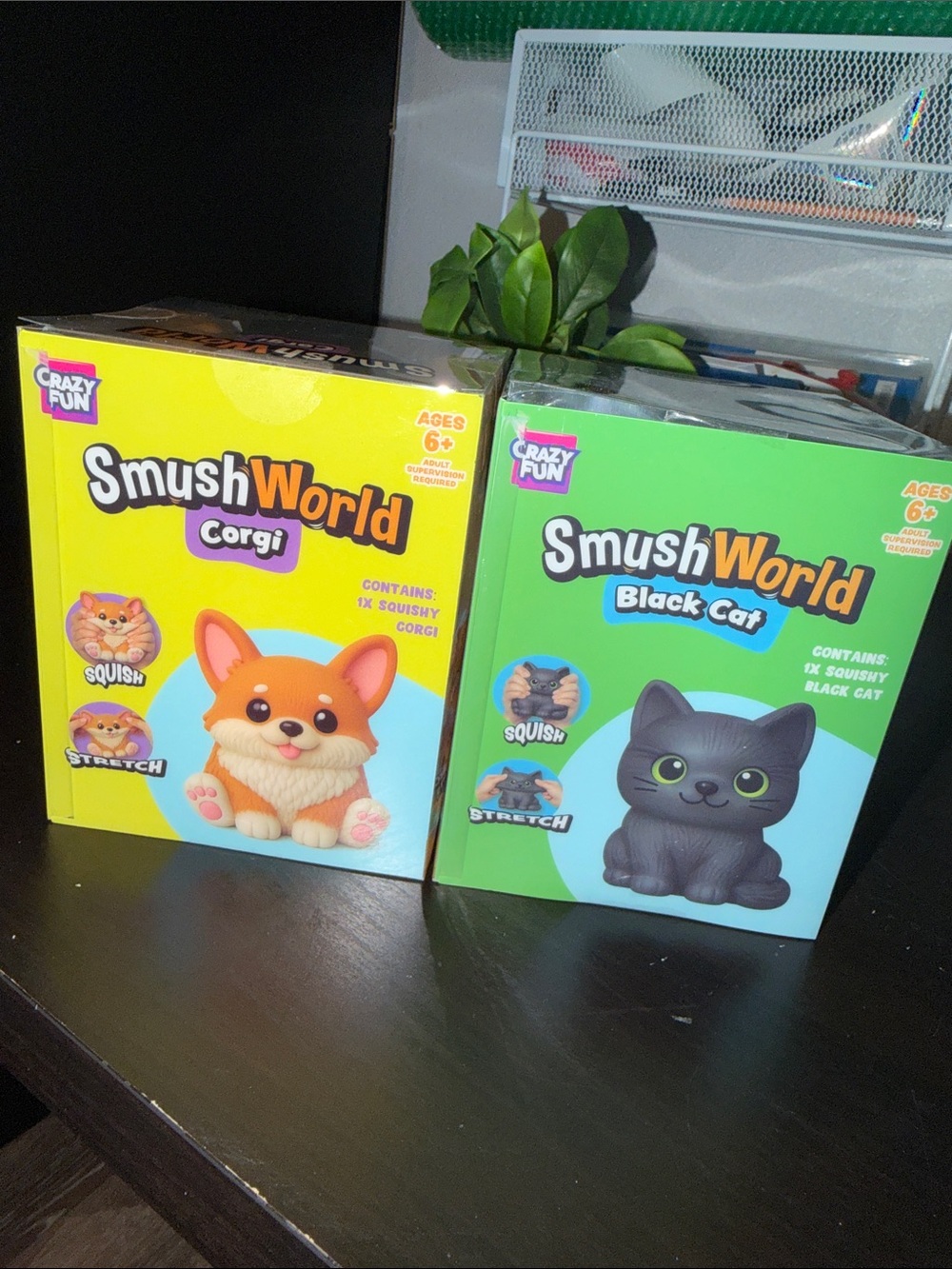 TWO 2 Smush World Corgi & Black Cat Squishy Toy Duo - Orange & Black Bundle of 2 - Picture 3 of 6